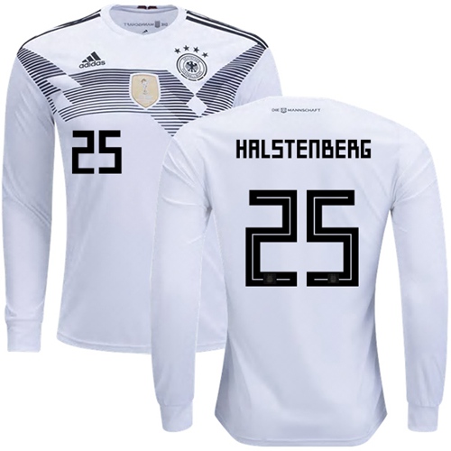 Germany #25 Halstenberg White Home Long Sleeves Soccer Country Jersey - Click Image to Close